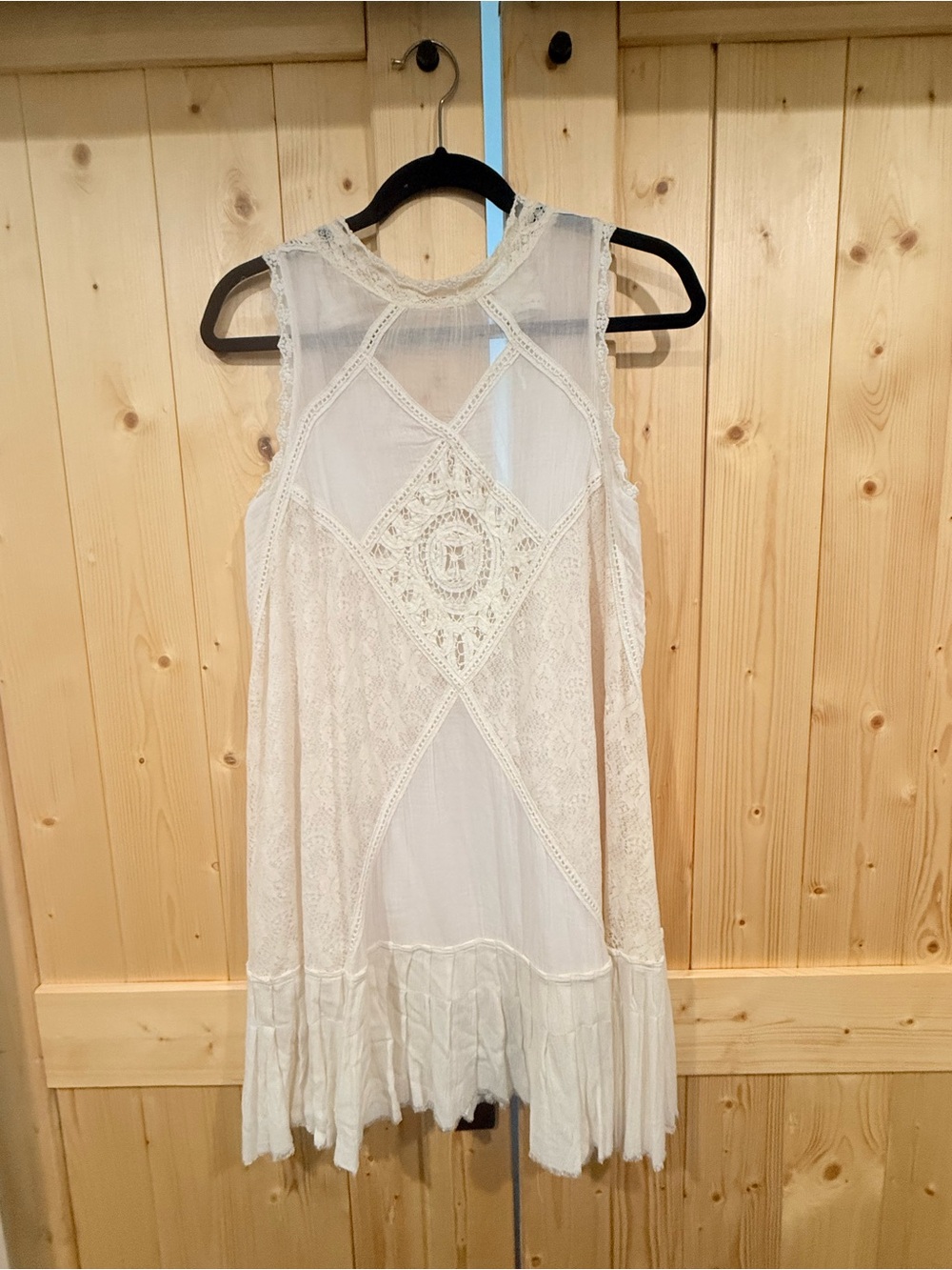 Free People Mini Dress in Cream Lace
